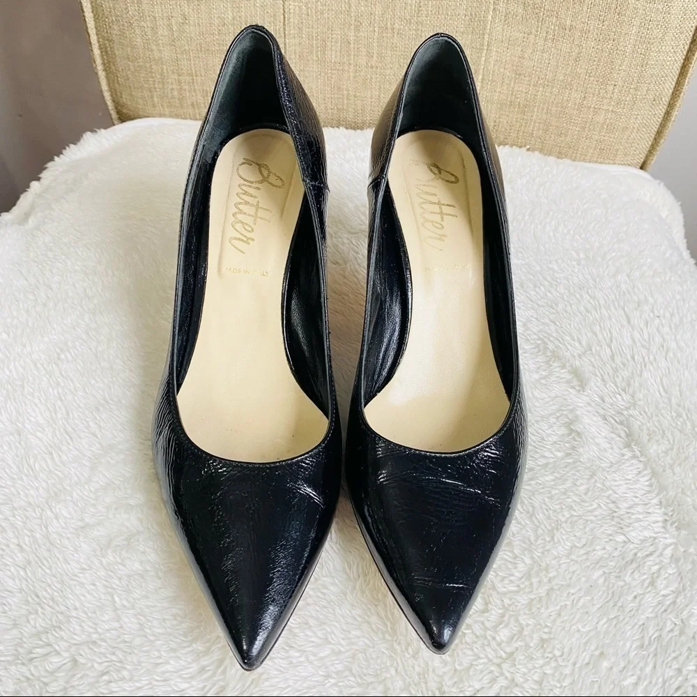 Butter shoes patent leather black 3” heels